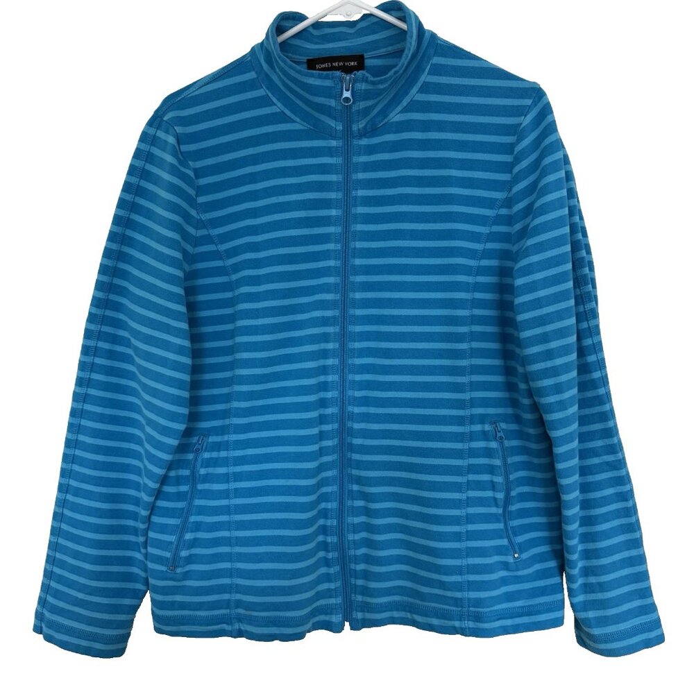 Jones New York Sport Jacket Size XXL Teal Full Zip Mock Neck Athlesiure Running